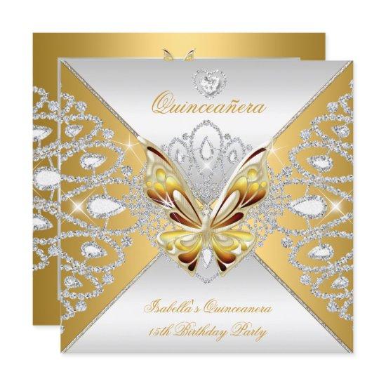 Butterfly Quinceanera 15th Party Gold Silver Tiara