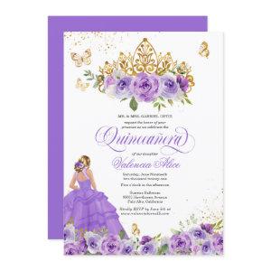 Butterfly Quinceañera + Purple Watercolor Flowers