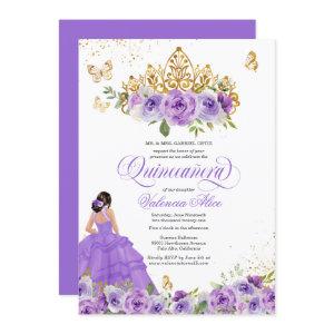 Butterfly Quinceañera + Purple Watercolor Flowers