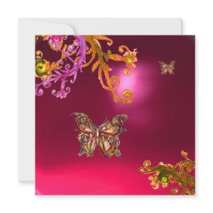 BUTTERFLY  RED RUBY , bright pink yellow brown