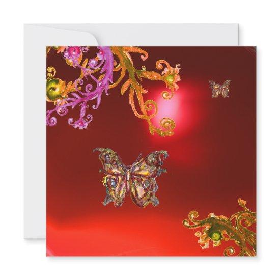 BUTTERFLY  RED RUBY , bright pink yellow brown