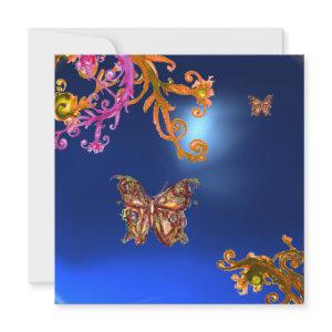 BUTTERFLY  SAPPHIRE BLUE, bright pink yellow brown