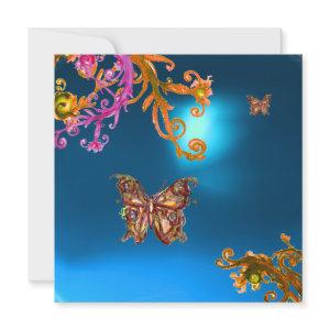 BUTTERFLY  SAPPHIRE BLUE, bright pink yellow brown