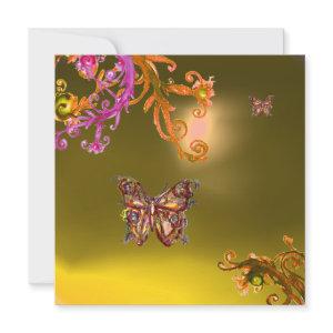 BUTTERFLY TOPAZ YELLOW, bright pink orange brown