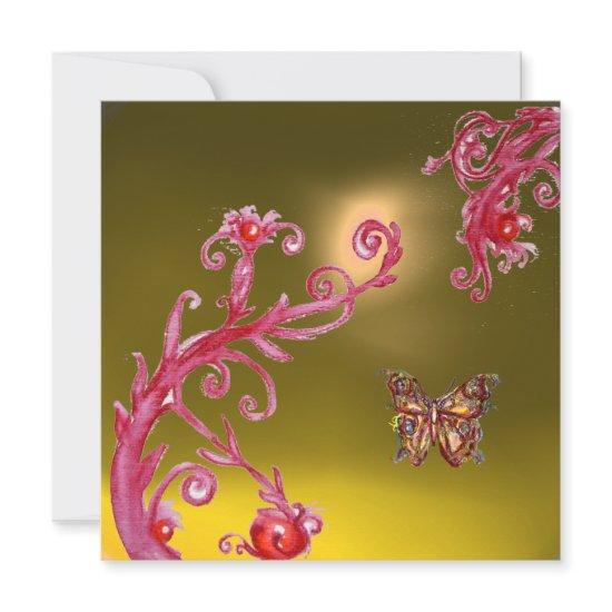 BUTTERFLY  TOPAZ YELLOW bright pink,red