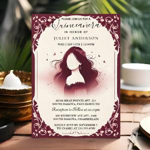 By Silver Plum Lace Gown Boho Burgundy Quinceanera