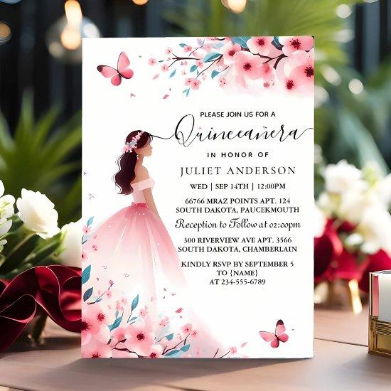 By Wood Tree Pink Girly Cherry Blossom Quinceanera