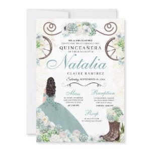 Cacti Floral Mint Green Western Charra Quinceanera