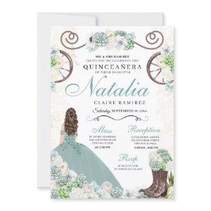 Cacti Floral Mint Green Western Charra Quinceanera