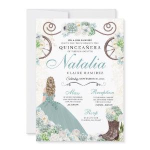 Cacti Floral Mint Green Western Charra Quinceanera