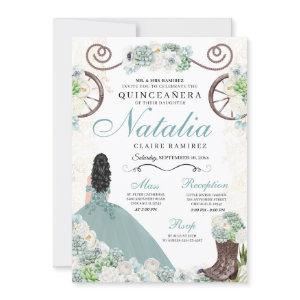 Cacti Floral Mint Green Western Charra Quinceanera