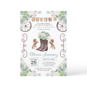 Cacti Floral Western Cowgirl Boots Quinceanera
