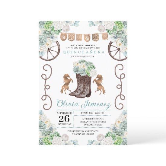 Cacti Floral Western Cowgirl Boots Quinceanera