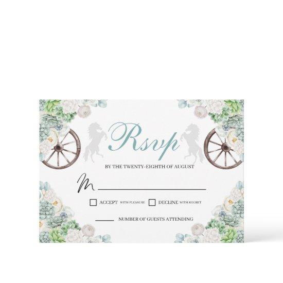 Cacti Mint Green Western Quinceanera RSVP Card