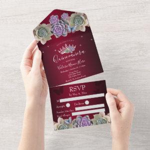 Cactus and Butterfly Elegant Quinceanera red All I All In One