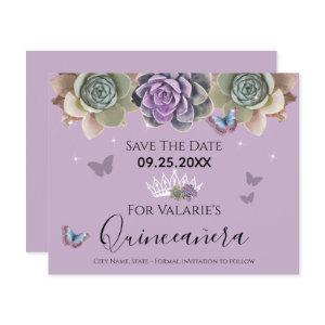 Cactus Butterfly Elegant Quinceanera Save the Date