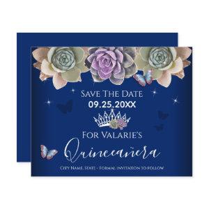 Cactus Butterfly Elegant Quinceanera Save the Date