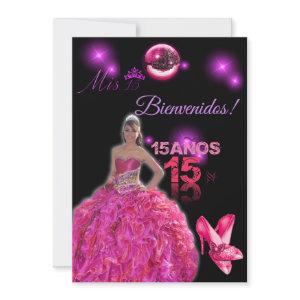 card of 15 black with fuxia bienvenidos