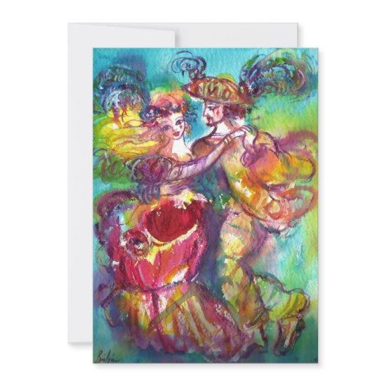 CARNIVAL DANCE , vibrant blue yellow pink rose Announcement
