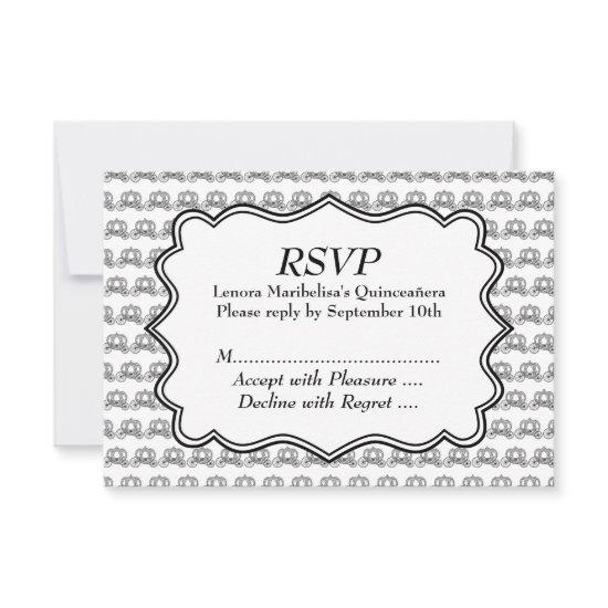 Carriage Pattern Quinceanera RSVP Card