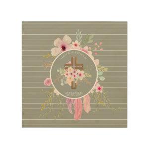 Catholic QUINCEANERA Floral Cross Personalized Wood Wall Art