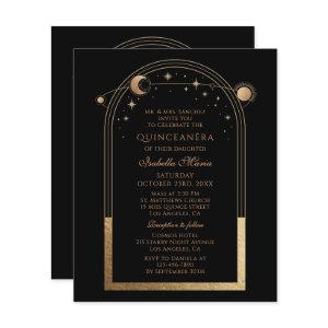 Celestial Black Gold Bilingual Spanish Quinceañera