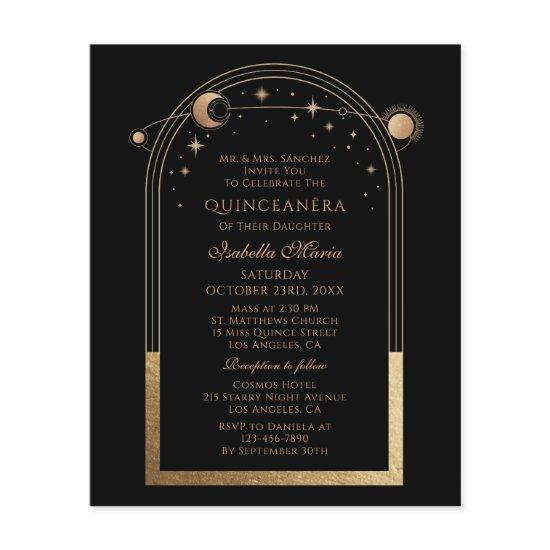 Celestial Black Gold QR Code Quinceañera