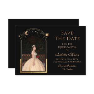 Celestial Black Save The Date Birthday Quinceanera