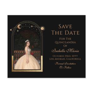 Celestial Black Save The Date Birthday Quinceanera