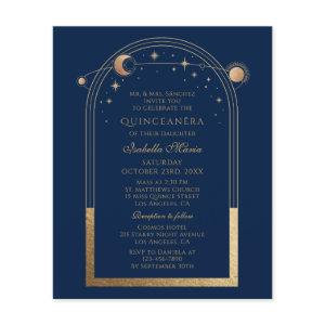 Celestial Blue Gold QR Code Quinceañera