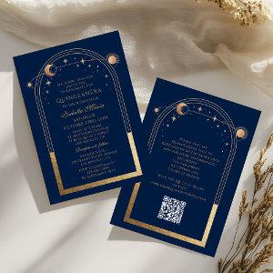 Celestial Blue Gold QR Code Quinceañera