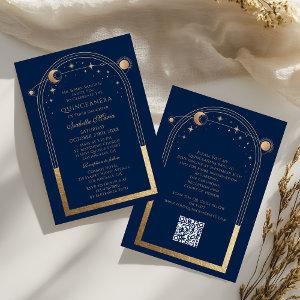 Celestial Blue Gold QR Code Quinceañera