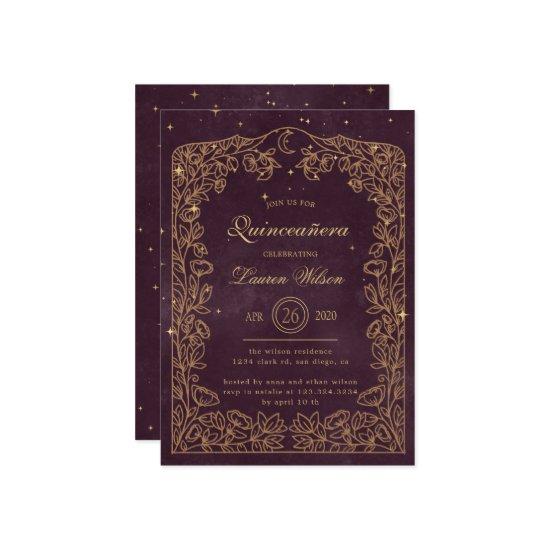 Celestial Burgundy Gold Exclusive Quinceanera