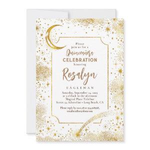 Celestial Gold Stars and Moon Night Quinceanera