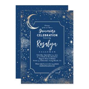 Celestial Gold Stars and Moon Night Quinceanera
