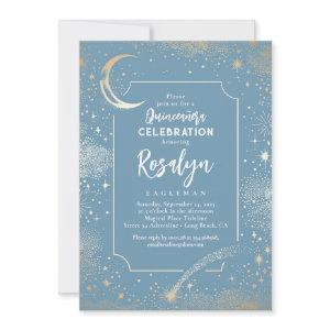 Celestial Gold Stars and Moon Night Quinceanera