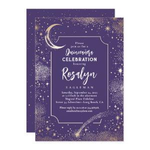 Celestial Gold Stars and Moon Night Quinceanera