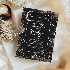 Celestial Gold Stars and Moon Night Quinceanera