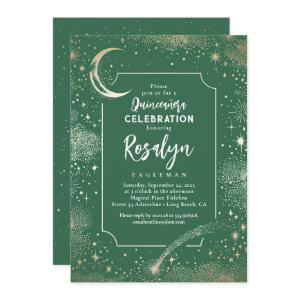 Celestial Gold Stars and Moon Night Quinceanera