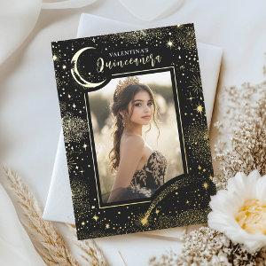 Celestial Gold Stars Moon Night Quinceanera Photo Foil
