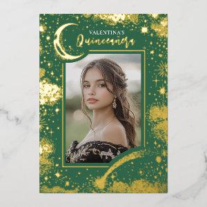 Celestial Gold Stars Moon Night Quinceanera Photo Foil