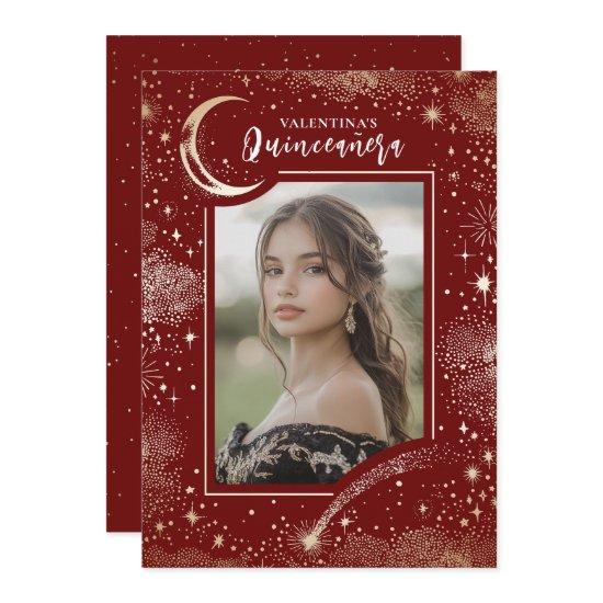 Celestial Gold Stars Moon Night Quinceanera Photo