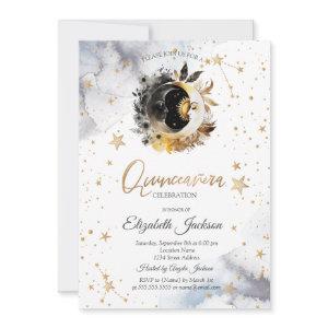 Celestial Gold Sun,Moon,Stars Flower Quinceanera