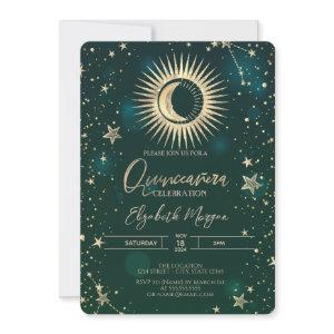 Celestial Gold Sun Moon Stars Quinceanera