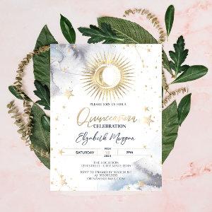 Celestial Gold Sun,Moon,Stars Quinceanera