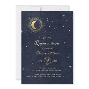 Celestial Midnight Blue Gold Stars Quinceanera