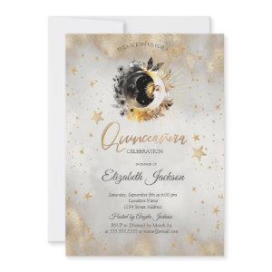 Celestial Moons,Stars Flower Quinceanera