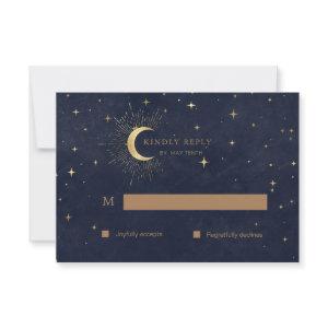 Celestial Quinceanera Moon Gold RSVP Response Card