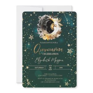 Celestial Sun And Moon Stars Green Quinceanera