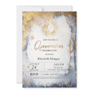 Celestial Sun,Moon,Stars Watercolor Quinceanera